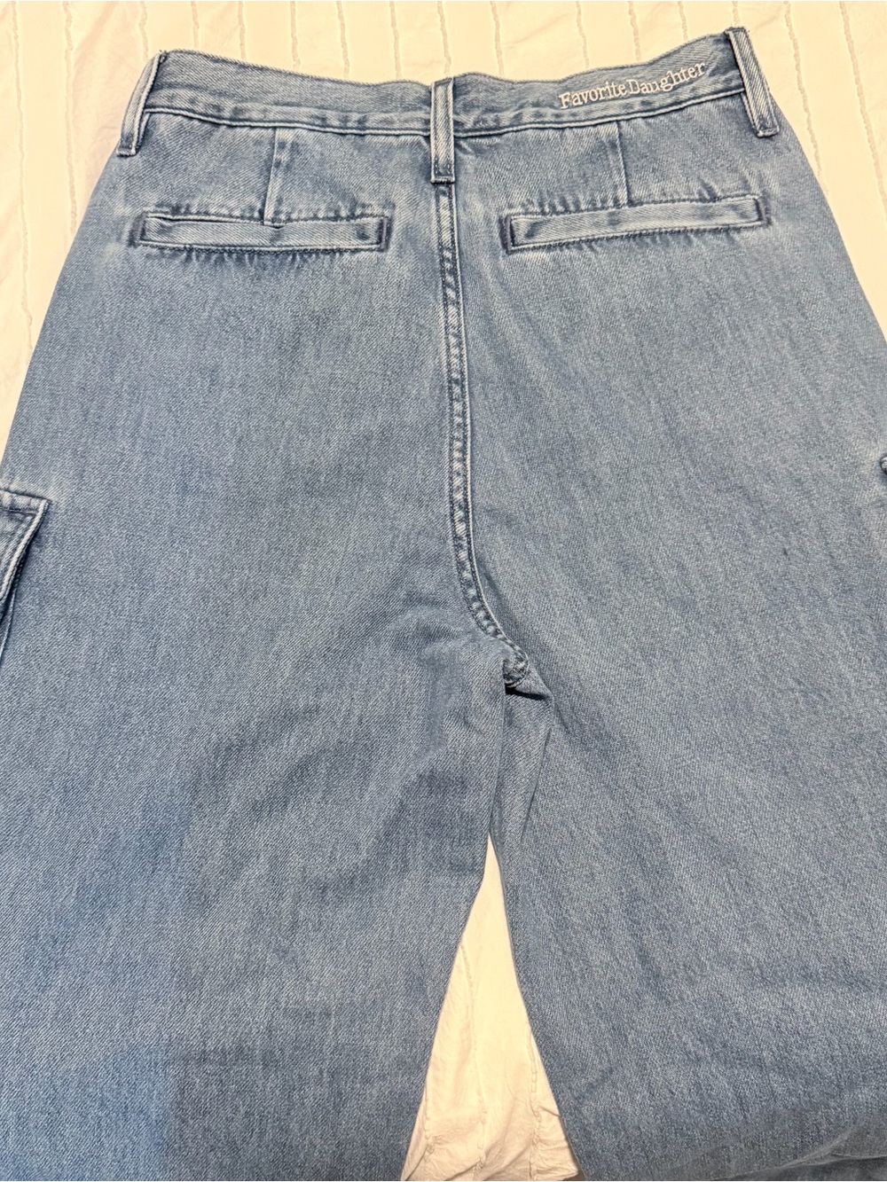 Favorite Daughter Carly Cargo Wide-Leg Jeans - Light Blue Denim - Picture 7 of 8